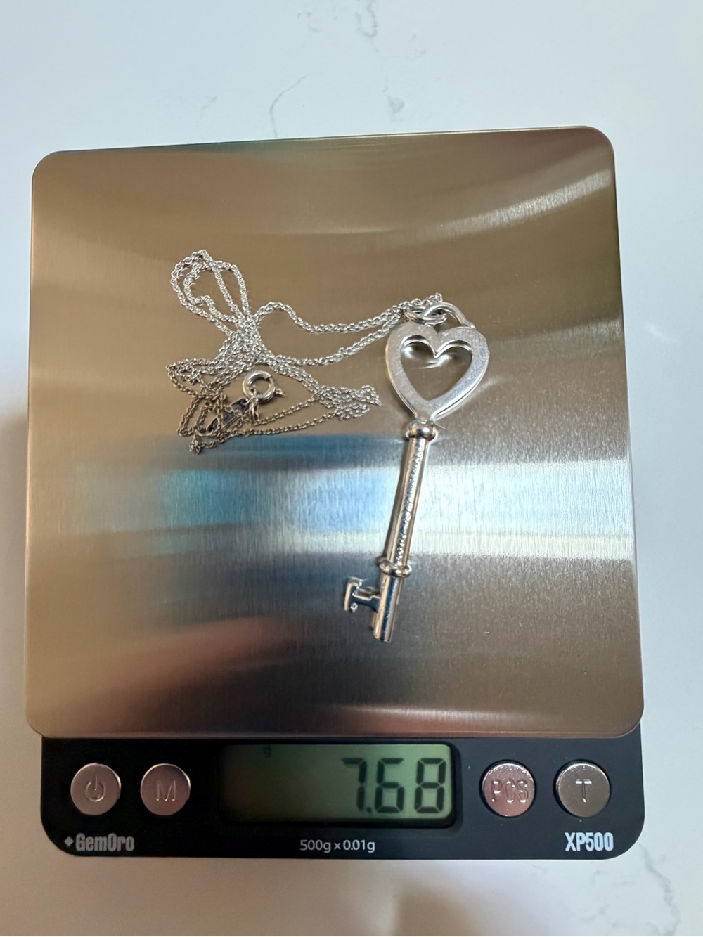 Tiffany & Co. Silver Heart Key Pendant Necklace with Signature Blue Pouch - Picture 8 of 8